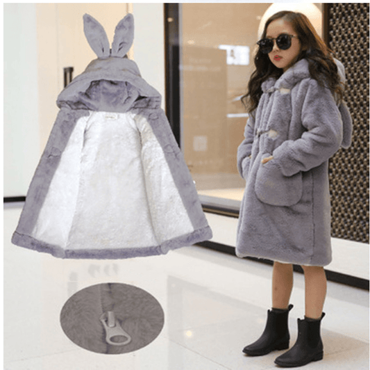 Thickened Faux Fur Coat For Big Kids - Mubimart