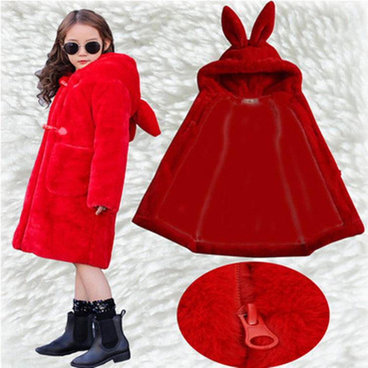 Thickened Faux Fur Coat For Big Kids - Mubimart