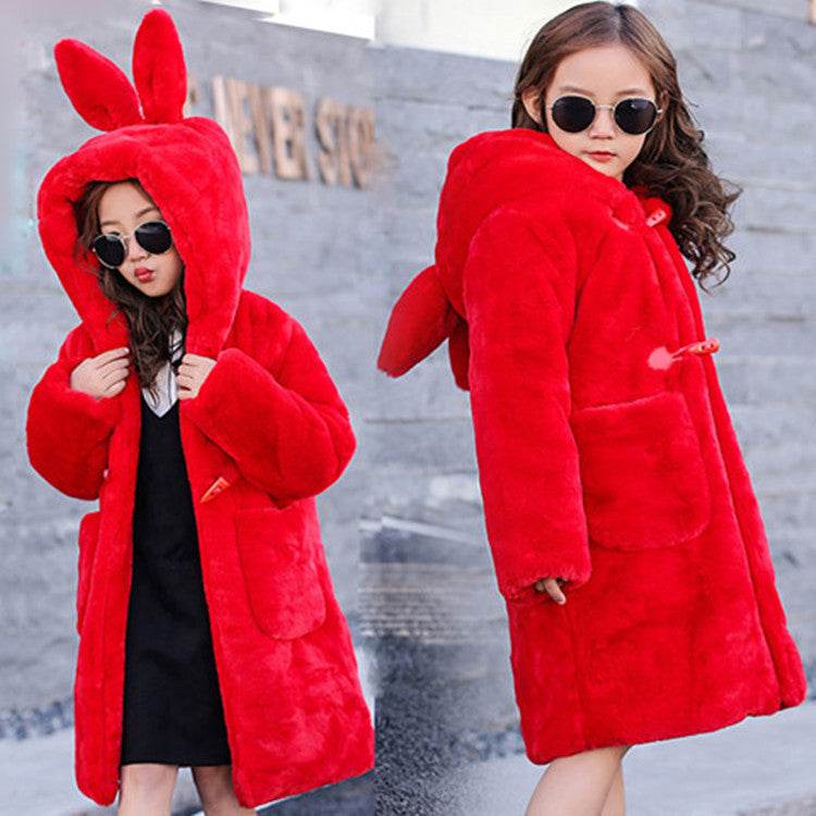 Thickened Faux Fur Coat For Big Kids - Mubimart