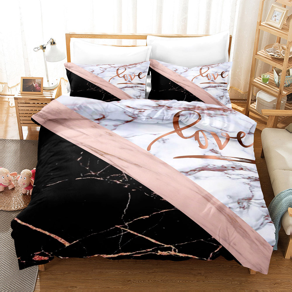 Three Art Marble Home Textile Linen Sheets - Mubimart -  