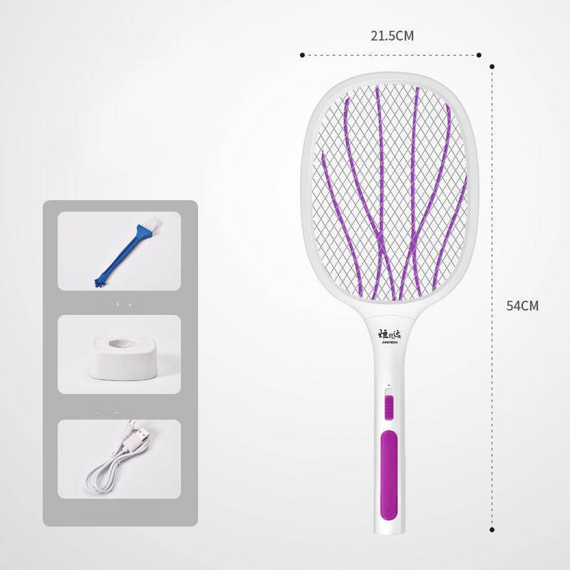 Three-In-One Electric Mosquito Swatter Rechargeable Fly Swatter Lithium Battery - Mubimart