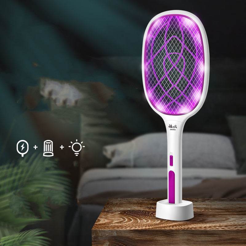 Three-In-One Electric Mosquito Swatter Rechargeable Fly Swatter Lithium Battery - Mubimart