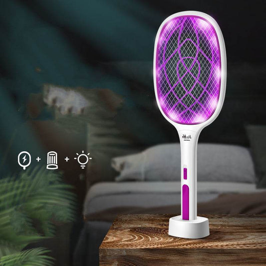 Three-In-One Electric Mosquito Swatter Rechargeable Fly Swatter Lithium Battery - Mubimart