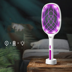 Three-In-One Electric Mosquito Swatter Rechargeable Fly Swatter Lithium Battery - Mubimart - Fly Swatter 