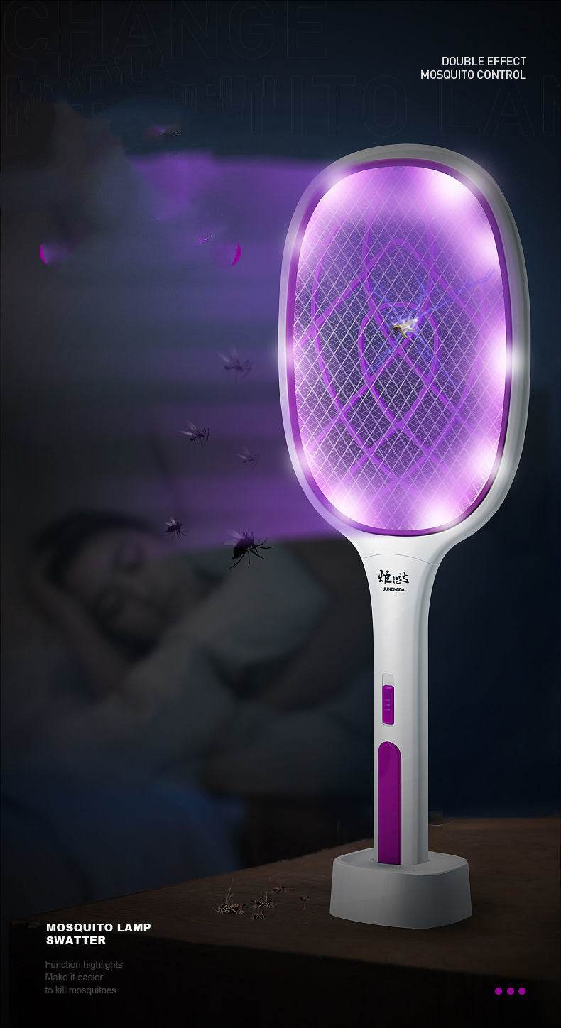 Three-In-One Electric Mosquito Swatter Rechargeable Fly Swatter Lithium Battery - Mubimart