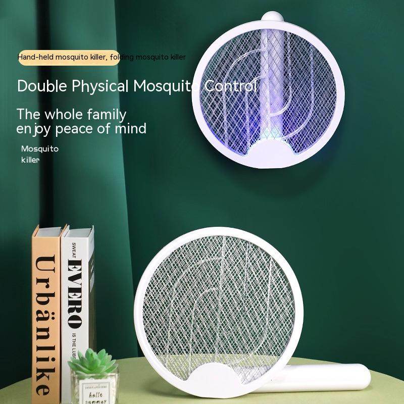 Three In One Folding Mosquito Swatter Lithium Battery Flyswatter - Mubimart