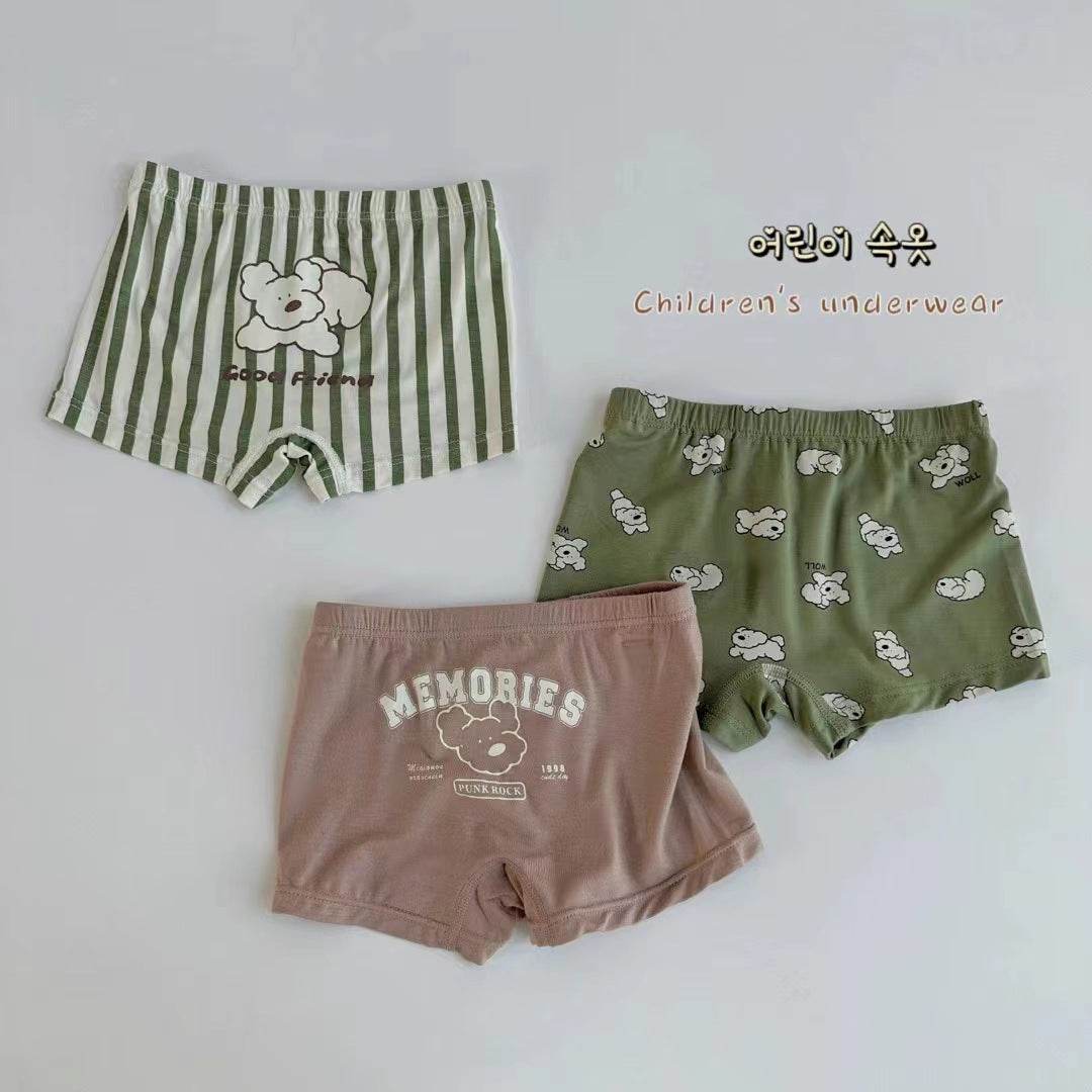 Three-piece Set Children's Underwear Modal Printing Baby Kindergarten Boxer Shorts - Mubimart
