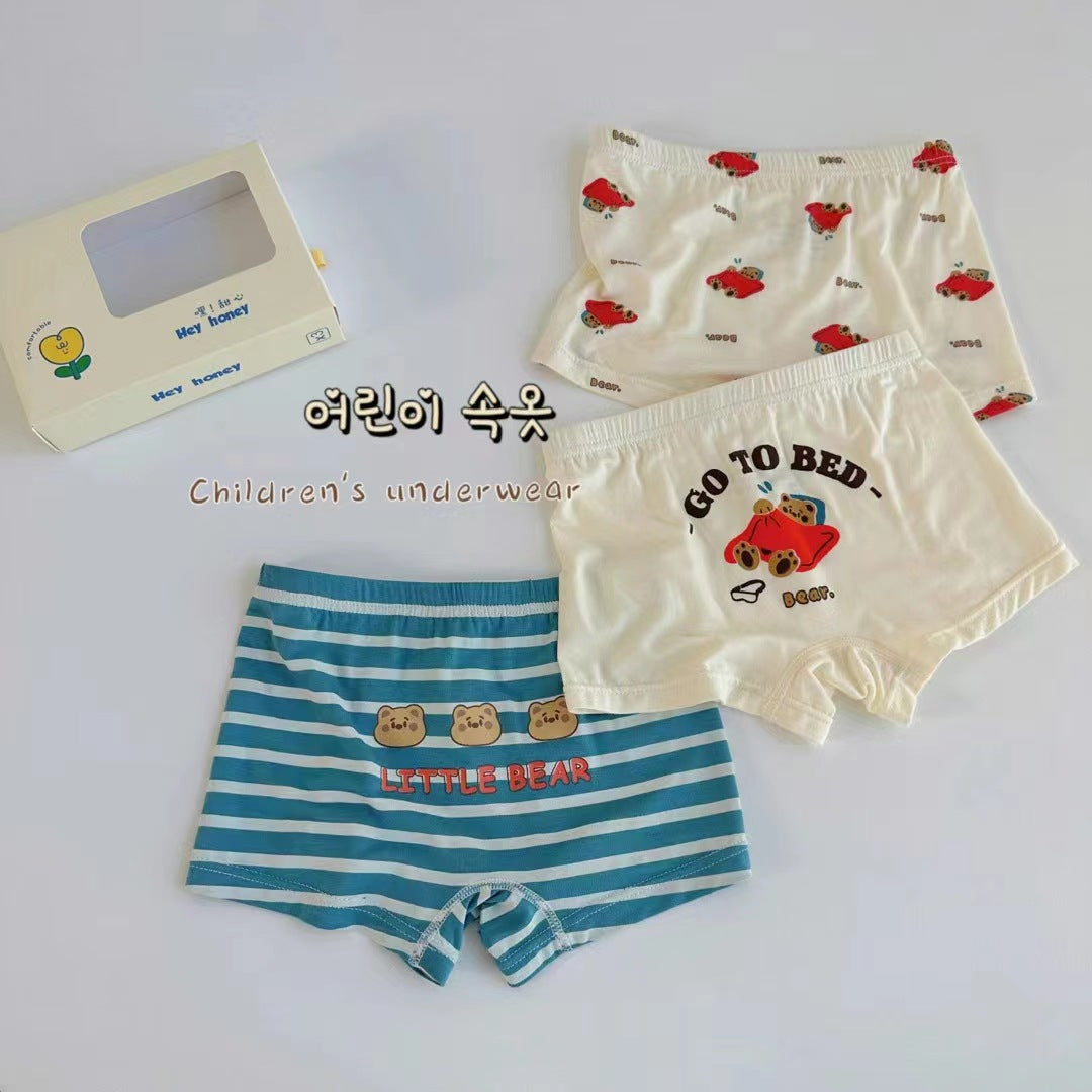 Three-piece Set Children's Underwear Modal Printing Baby Kindergarten Boxer Shorts - Mubimart -  