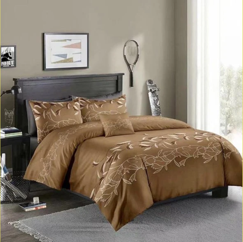 Three-piece Simple Plain Black Printing Bedding Set - Mubimart -  