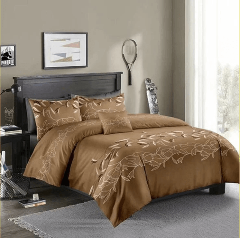 Three-piece Simple Plain Black Printing Bedding Set - Mubimart
