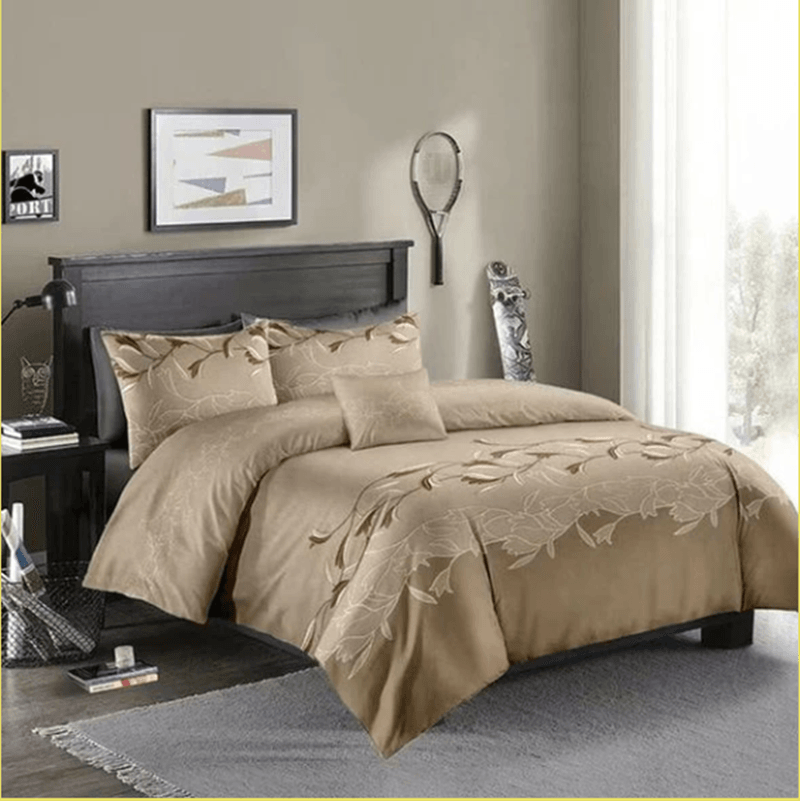 Three-piece Simple Plain Black Printing Bedding Set - Mubimart