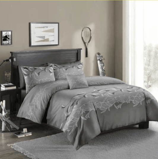 Three-piece Simple Plain Black Printing Bedding Set - Mubimart