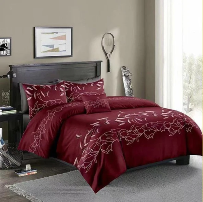 Three-piece Simple Plain Black Printing Bedding Set - Mubimart -  