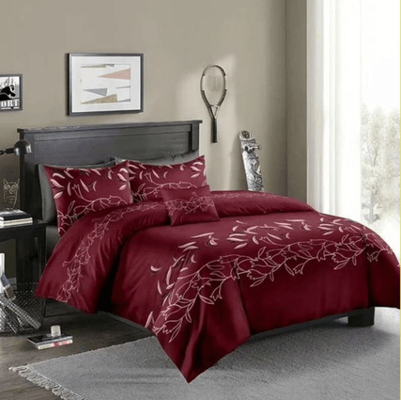Three-piece Simple Plain Black Printing Bedding Set - Mubimart