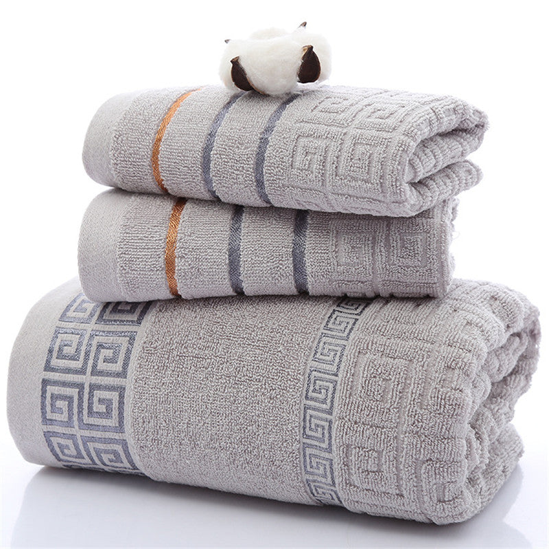 Three sets of Great Wall grid bath towels - Mubimart -  