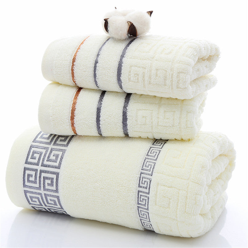 Three sets of Great Wall grid bath towels - Mubimart -  