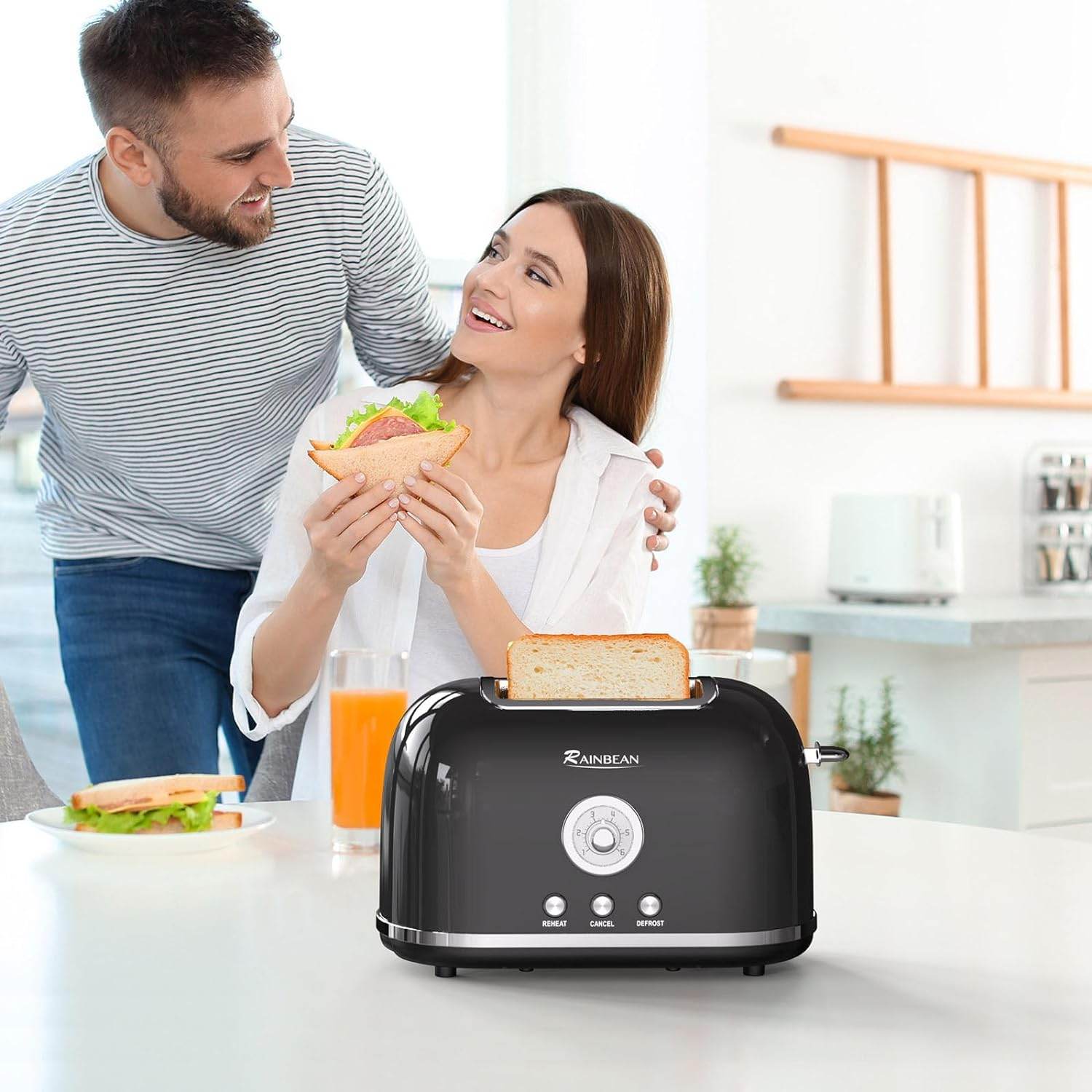 Toaster 2 Slice Retro Toaster Stainless Steel With 6 Bread Shade Settings And Bagel Cancel Defrost Reheat Function, Cute Bread Toaster With Extra Wide Slot And Removable Crumb Tray - Mubimart