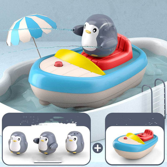 Toddler Bath Toys Squirting Penguin Electric Boat Toy With 3 Penguins Sprinklers Automatic Sprinkler Bathtub Toys For Baby Toddler Bath Toys Squirting Penguin Electric Boat Toy - Mubimart