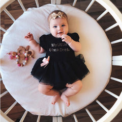 Toddler Girls Clothing Outfit Little Black Dress  Short Sleeve Princess Onesie With A Bow 6-24 Months - Mubimart - Baby Cloth 