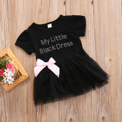 Toddler Girls Clothing Outfit Little Black Dress  Short Sleeve Princess Onesie With A Bow 6-24 Months - Mubimart -  