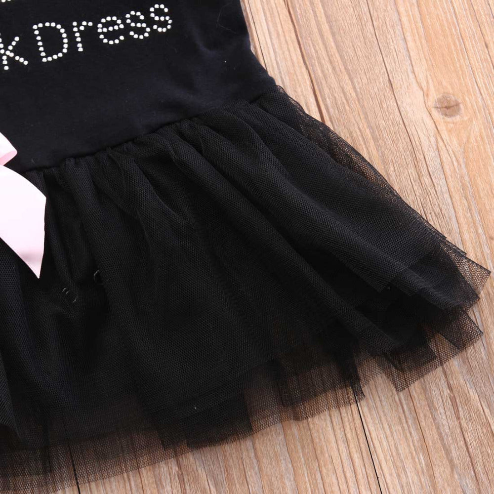 Toddler Girls Clothing Outfit Little Black Dress  Short Sleeve Princess Onesie With A Bow 6-24 Months - Mubimart -  