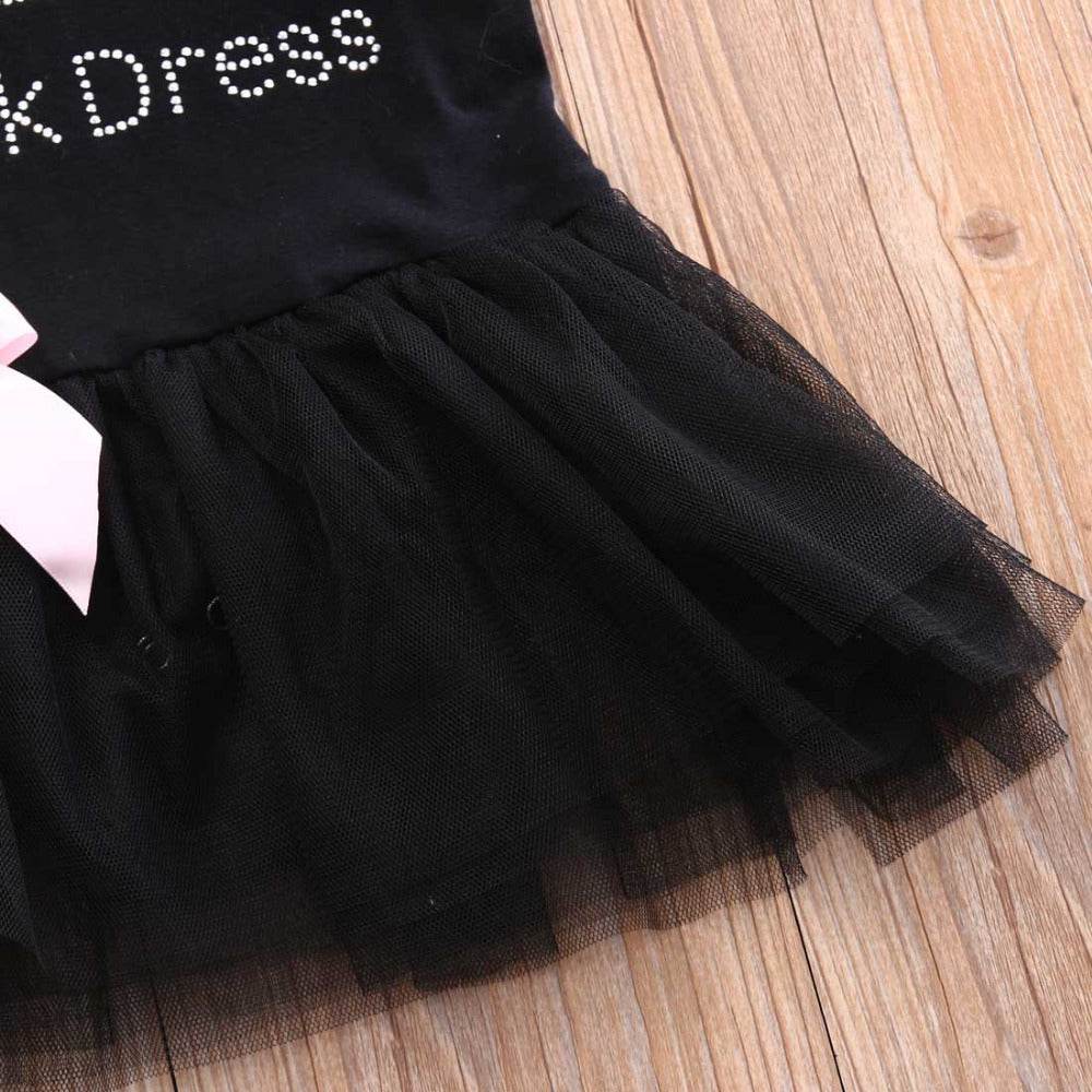 Toddler Girls Clothing Outfit Little Black Dress Short Sleeve Princess Onesie With A Bow 6-24 Months - Mubimart