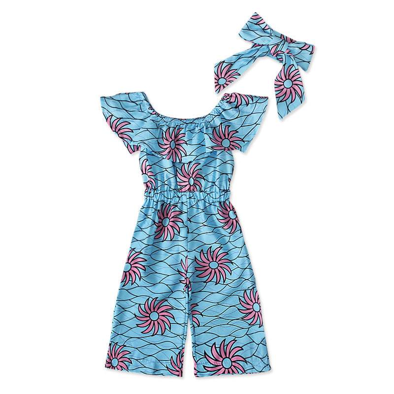 Toddler Girls Outfit 2 Piece Jumpsuit and Headband African Style Outfit 3-18 Months - Mubimart