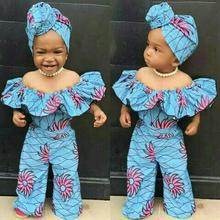 Toddler Girls Outfit 2 Piece Jumpsuit and Headband African Style Outfit 3-18 Months - Mubimart