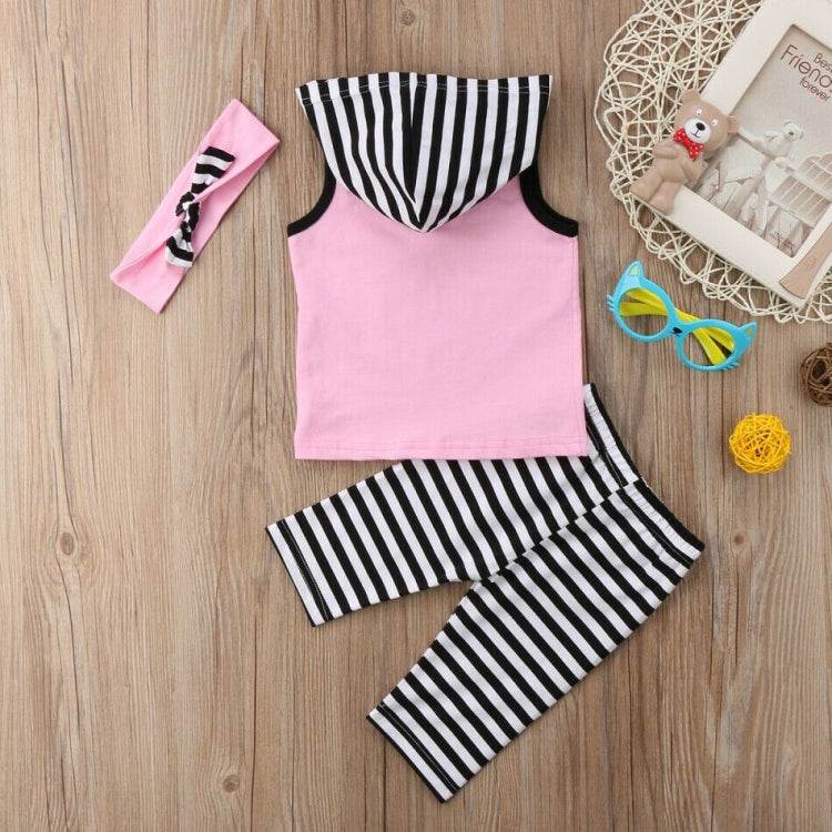 Toddler Kids Baby Girl 1T-6T Hoodie Top Pants Striped Leggings Headband Outfit Clothes - Mubimart