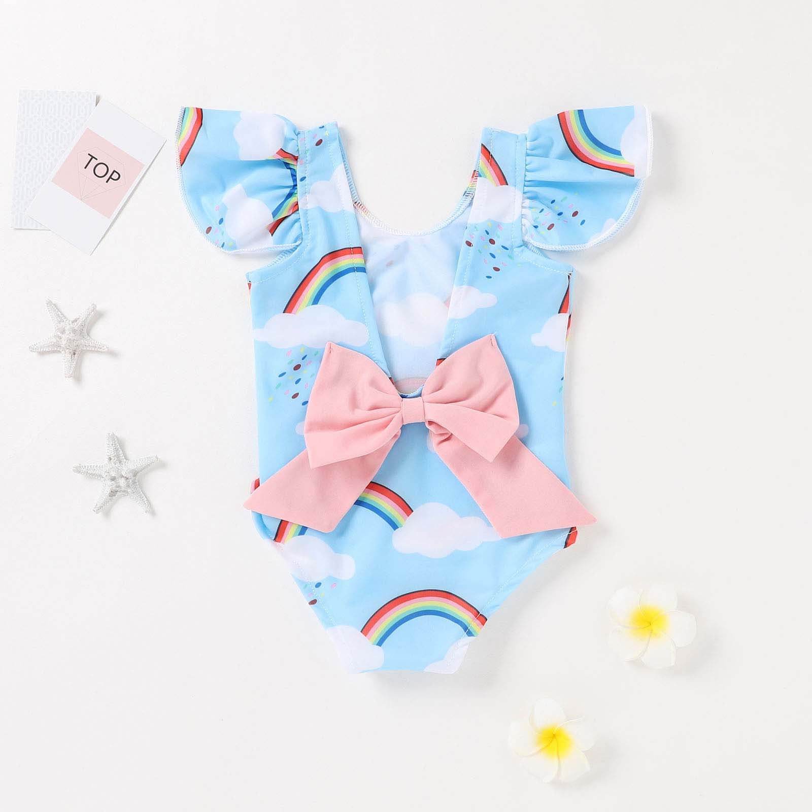 Toddler Striped One-Piece Triangle Ha Girl Baby Swimsuit - Mubimart