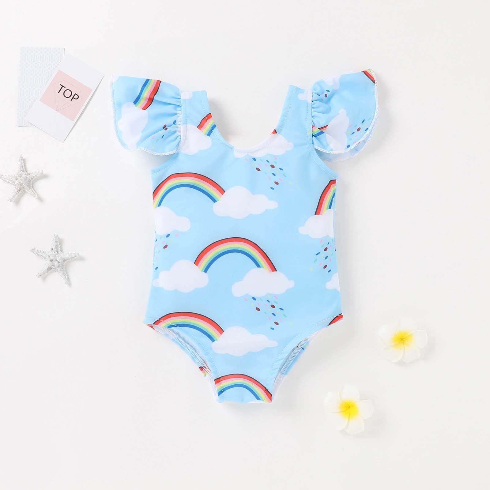 Toddler Striped One-Piece Triangle Ha Girl Baby Swimsuit - Mubimart