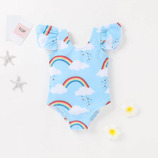 Toddler Striped One-Piece Triangle Ha Girl Baby Swimsuit - Mubimart