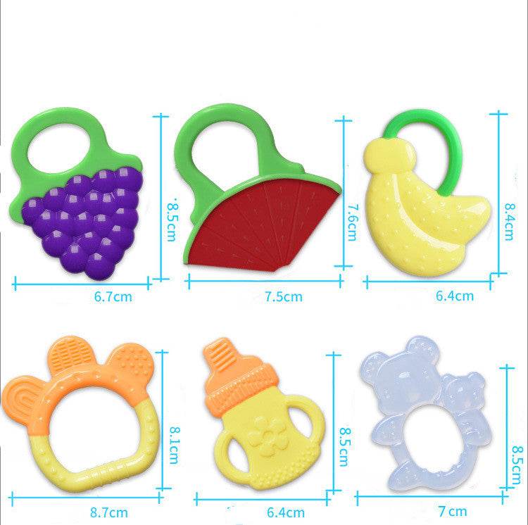 Toddlers Infants Baby Teething Toy Soft Silicone Fruit Teether Holder - Mubimart