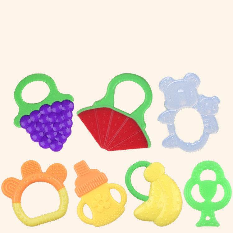 Toddlers Infants Baby Teething Toy Soft Silicone Fruit Teether Holder - Mubimart