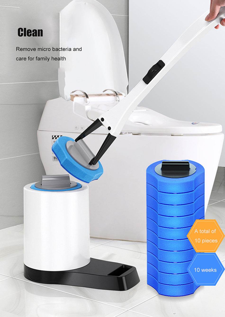 Toilet Brush Without Dead Angle Cleaning Toilet Brush Disposable Household Long Handle Cleaner Tool Bathroom Accessories - Mubimart