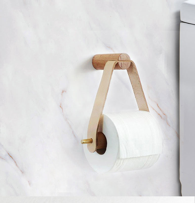 Toilet Hotel Paper Towel Holder Wooden Vertical Creative Paper Roll Holder Household Paper Roll Perforation-Free Hanger Paper Towel Holder - Mubimart -  