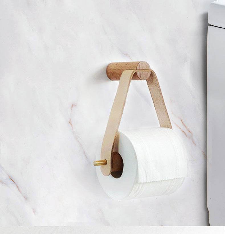 Toilet Hotel Paper Towel Holder Wooden Vertical Creative Paper Roll Holder Household Paper Roll Perforation-Free Hanger Paper Towel Holder - Mubimart