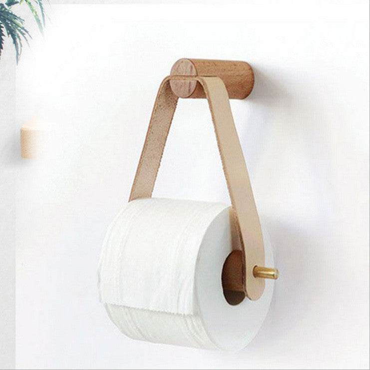 Toilet Hotel Paper Towel Holder Wooden Vertical Creative Paper Roll Holder Household Paper Roll Perforation-Free Hanger Paper Towel Holder - Mubimart