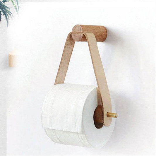 Toilet Hotel Paper Towel Holder Wooden Vertical Creative Paper Roll Holder Household Paper Roll Perforation-Free Hanger Paper Towel Holder - Mubimart