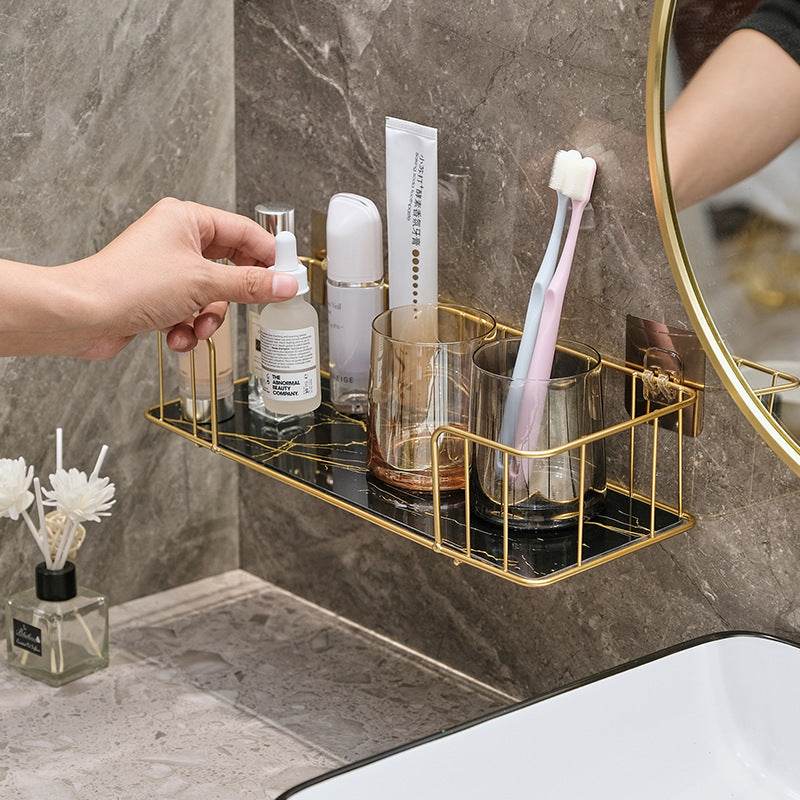 Toilet Storage Punch-free Toilet Shower Gel Cosmetics Wash Supplies Storage Shelf - Mubimart