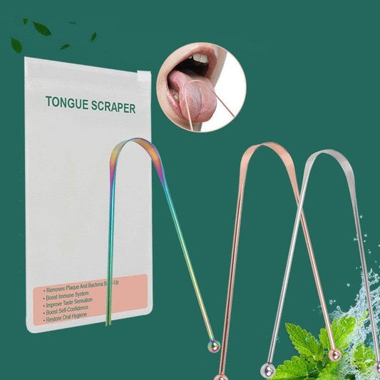 Tongue Scraper Cleaner Metal Cleaning Scraper for Men and Women Tongue Toothbrush Dental Oral Care Hygiene Tool - Mubimart