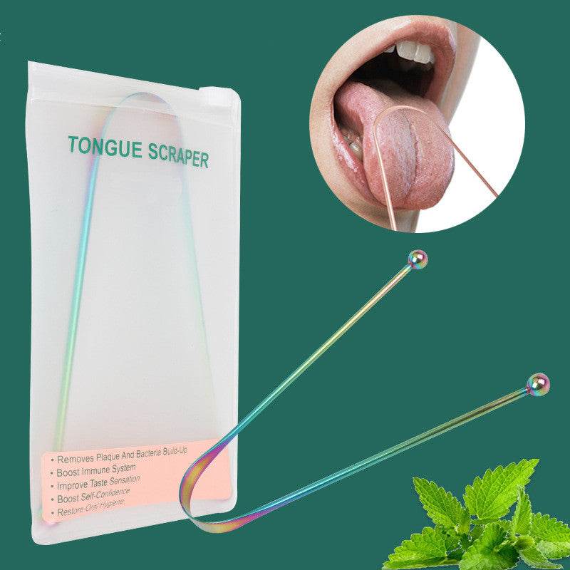 Tongue Scraper Cleaner Metal Cleaning Scraper for Men and Women Tongue Toothbrush Dental Oral Care Hygiene Tool - Mubimart