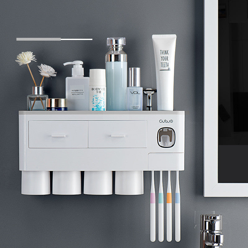 Toothbrush Rack Brush Bathroom Punch-Free Magnetic Toothbrush Holder - Mubimart - Toothbrush Holder 