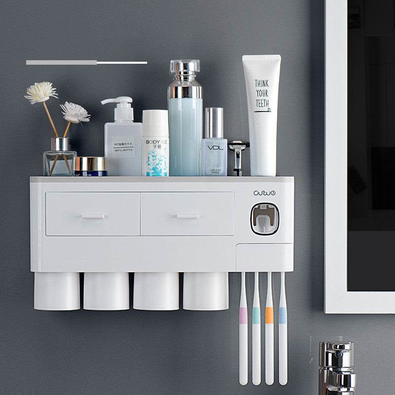 Toothbrush Rack Brush Bathroom Punch-Free Magnetic Toothbrush Holder - Mubimart
