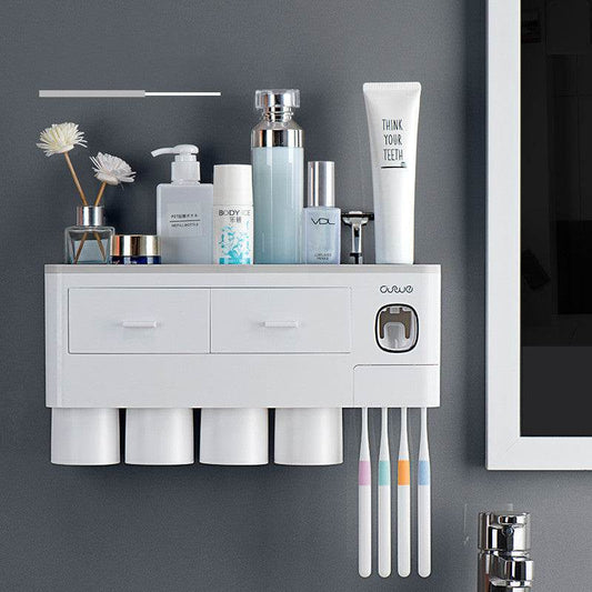 Toothbrush Rack Brush Bathroom Punch-Free Magnetic Toothbrush Holder - Mubimart