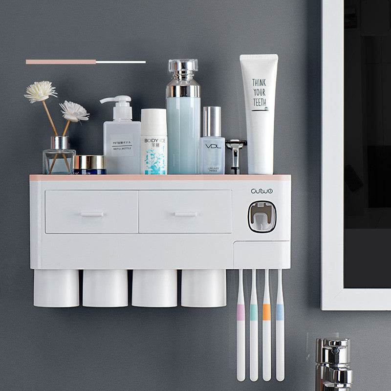 Toothbrush Rack Brush Bathroom Punch-Free Magnetic Toothbrush Holder - Mubimart