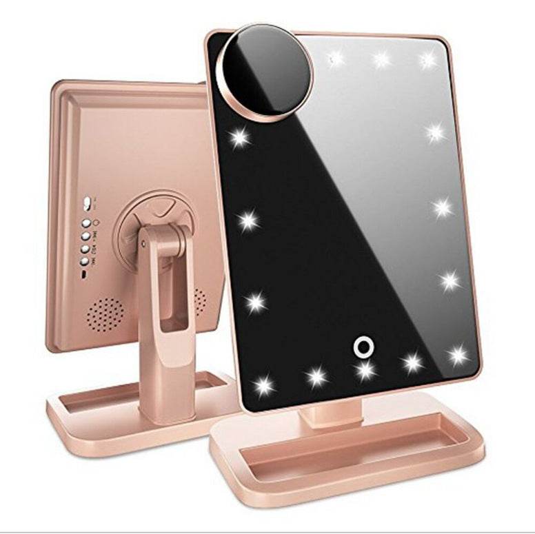 Touch Screen Makeup Mirror With 20 LED Light Bluetooth Music Speaker 10X Magnifying Mirrors Lights - Mubimart