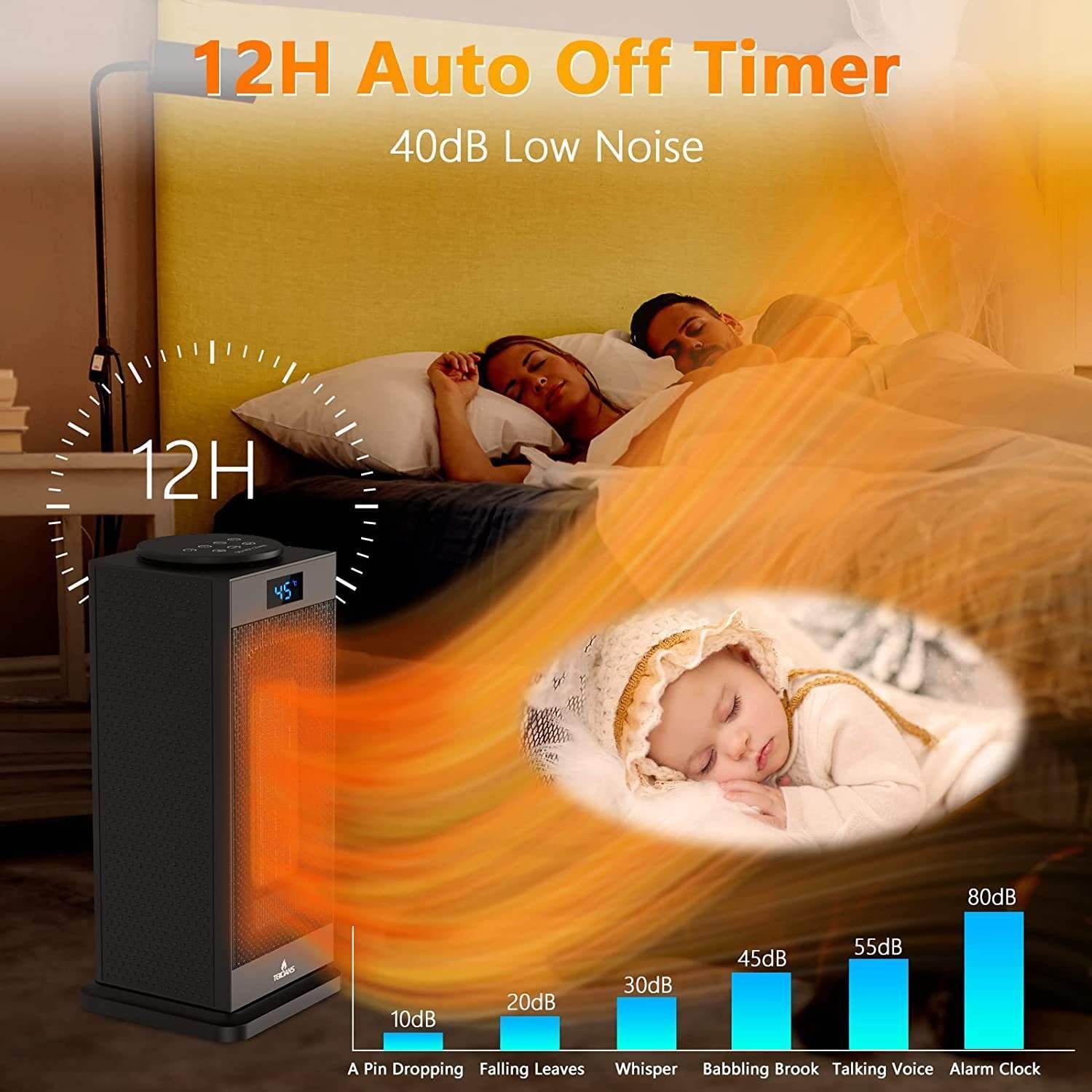 Touch Screen Shaking Head Vertical Silent Speed Hot Air Heater - Mubimart
