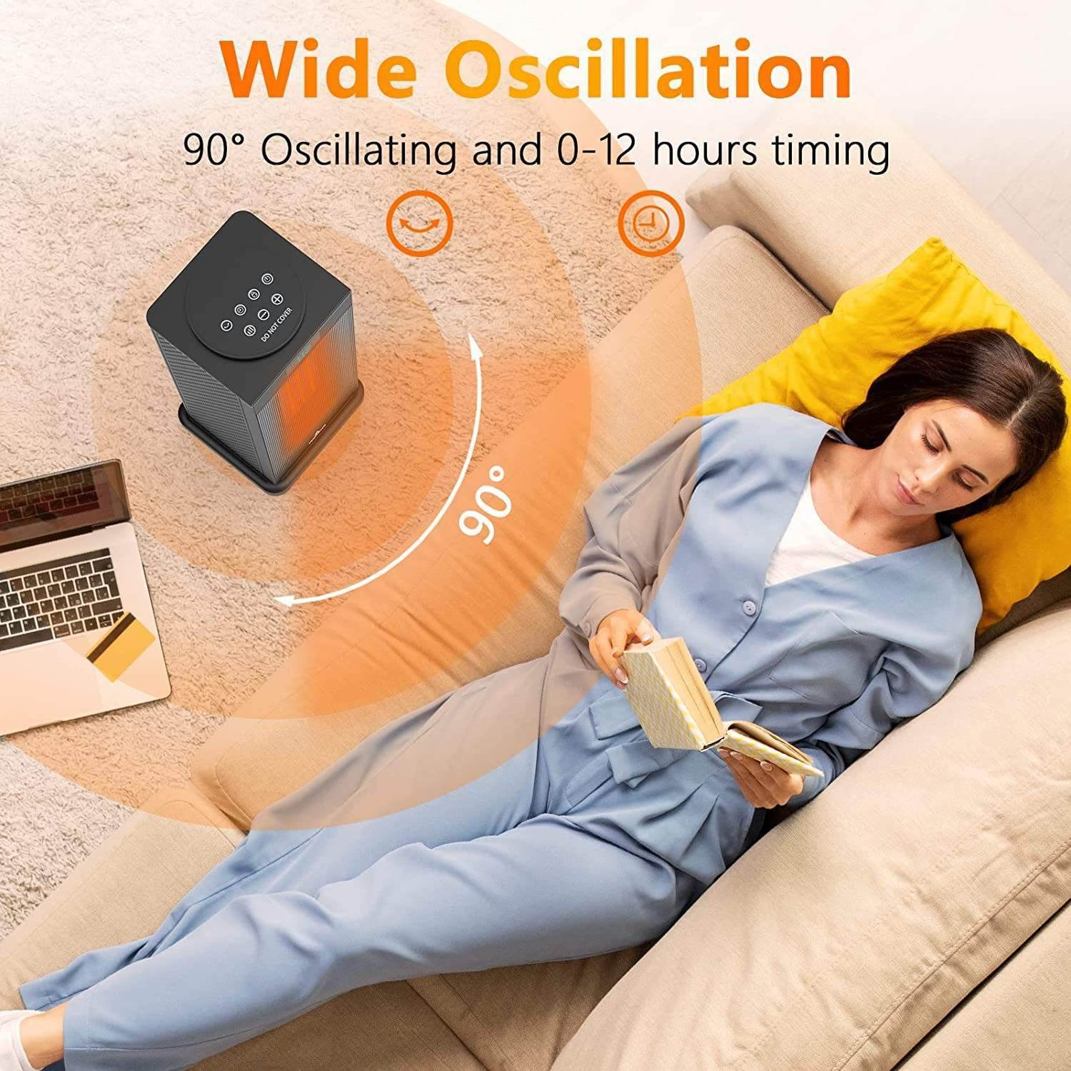 Touch Screen Shaking Head Vertical Silent Speed Hot Air Heater - Mubimart