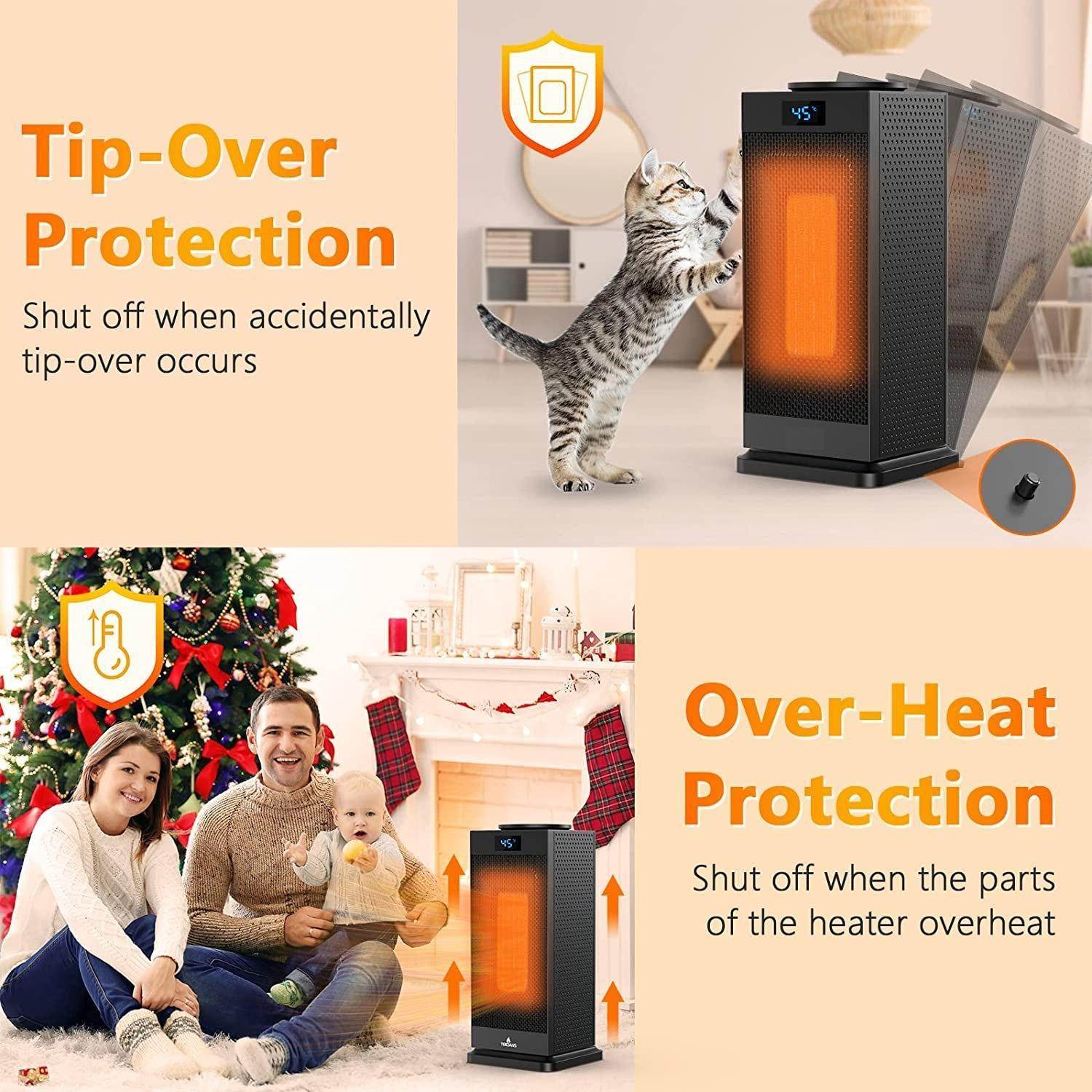 Touch Screen Shaking Head Vertical Silent Speed Hot Air Heater - Mubimart